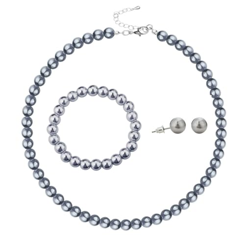 xuzhiyuan 10mm �t�F�C�N�p�[���W���G���[�Z�b�g �����p �N���V�b�N 3�s�[�X �l�b�N���X �u���X���b�g�ƃC�������O�Z�b�g ��h���� �t�@�b�V���� �W���G���[ �M�t�g ���ꂳ�� ��, Medium, �A�N����, ��΂Ȃ�