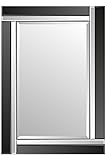 Chic Concept Large Modern Art Deco Rectangular Bevelled Glass Wall Mirrors, Black, 120 x 80 cm
