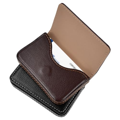 CODIRATO 2 Stücke Visitenkartenetui PU Leder Kartenetui Kunstleder Kreditkartenetui mit Magnetverschluss Leder Scheckkartenhülle Namenskartenhalter Kreditkarten Ausweishülle für Damen Herren