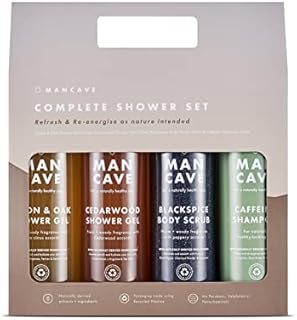 ManCave Complete Shower Gift Set - 4 Signature Shower Products For Men - Amazon Exclusive - Vegan, Packaging May Vary