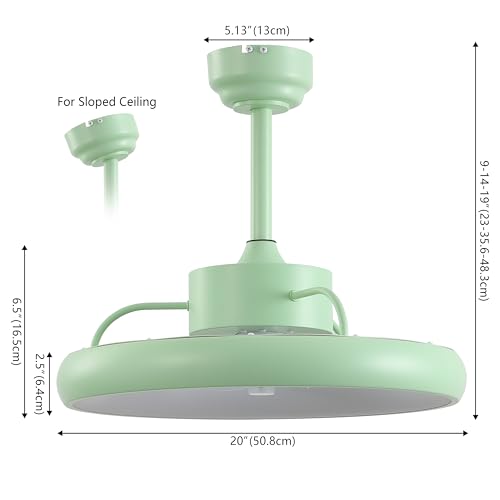 Oval AIR Loren 20" Small Smart Ceiling Fan with Light, Semi Flush Mount, Quiet 6-Speed Reversible Motor, Dimmable LED, Adjustable CCT, App & Remote Control, Scandinavian, Mint AIR8002C by OVAL AIR - Image 5
