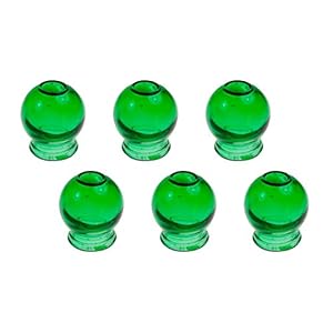 6 x Farbige Schröpfgläser aus Glas für Feuerschröpfen | Vakuum Massage | Farbe: Grün | Durchmesser: ca. 3,5 cm