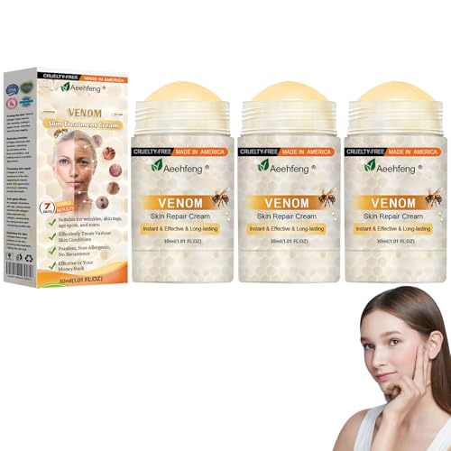 AEEHFENG Bee Venom Skin Repair Cream, Advanced Bee Venom Firming Serum Stick, Firming & Wrinkle-Reducing Cream, Hydrating, Natural Ingredients Suitable for All Skin Types (3 Bottle)