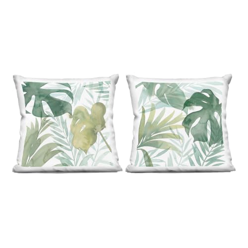 Image of Stupell Industries | Tropical Green Leaves Pattern, 18 x 18 Each