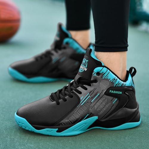 Men's Lace Up Breathable Leather Cushioning Basketball Shoes Fashion High-Top Non-Slip Sneakers Casual for Gym Sports Tennis Jogging Running Walking3