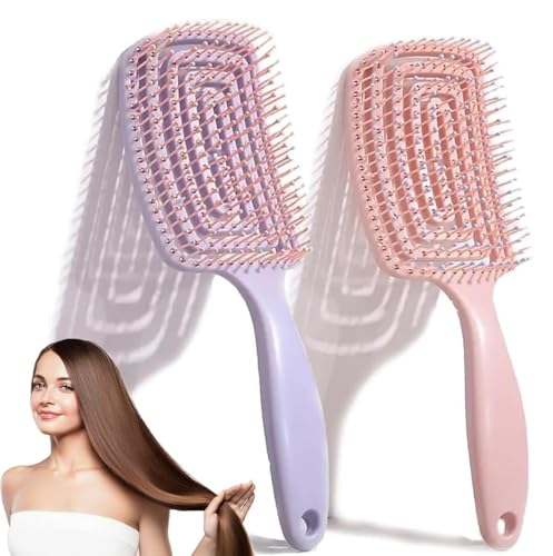 MEMIMO Cepillo pelo, cepillo desenredante cabello 2 unidades, peine Curvo profesional Ventilado Cepillo para Cabello rizado, Húmedo y Seco, Cepillo de Masaje para adultos y niños.