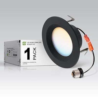 ASD Black 4 Inch Retrofit LED Recessed Light - 9W 2700K-5000K 700LM Retrofit LED Recessed Lighting 4 Inch, Dimmable Black Recessed Lights, Wet Rated Baffle Trim Can Lights, UL