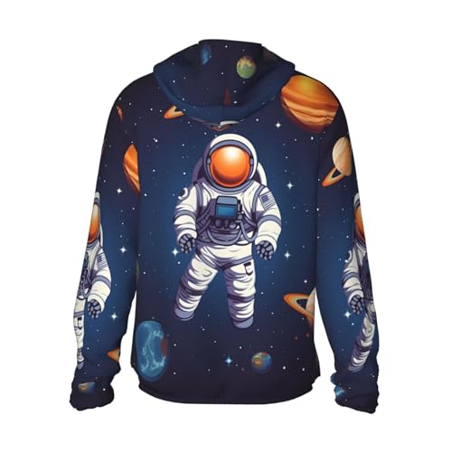 Camisa masculina Space Astronaut com capuz e proteção solar FPS 50+, manga comprida, Rash Guard, Pre