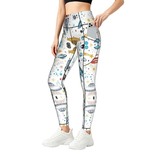 Leggings de moda con estampado de cohetes para mujer en conjuntos de entrenamiento