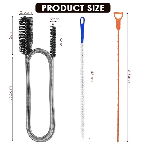 Bosmsaslad 3Pcs Abflussreiniger Spirale, Abflussspirale Spülbecken Reinigungshaken, Rohrreinigungsspirale, Spirale Rohrreinigungsbürste, Abfluss Haar Clog Tool für Waschbecken Badewanne Abwasserkanäle
