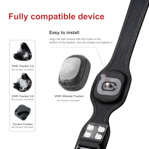 Image of QOi Trackerstraps for Vive Tracker 3.0, 2.0, Tundra Tracker, Vive UltimateTracker Empower Full Body Tracking in VR Chat,and Other FBT Apps(Tracker Sold Separately) 1XBelt 2XShort Band Green and Red