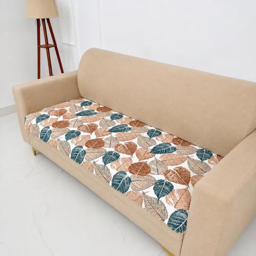 Image of Homerz Premium Printed Quilted Velvet Sofa Slip Cover Protector with Tassels, Sofa Mat, Exact Size, Antislip Cover (Folia, 5 (3+2) Seater, Half)