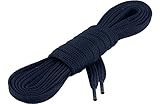 schnürsenkel blau rund gewachst In der EU hergestellt Ladeheid Qualitäts-Schnürsenkel LAKO1001, Flachsenkel für Arbeitsschuhen und Sportschuhen aus 100% Polyester, ca. 7 mm Breit, 18 Farben, 60-200 cm Länge, Navy83, 140cm