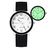 Facasu Analog Watch for Girls Ladies,Waterproof Simple Casual Luminous Dial Quartz Watch with Comfortable Soft Strap Easy to Read for Teen Girls Student Ages 12+ (Black)
