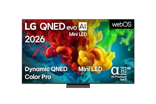 LG 85QNED83B6A TV 85 Zoll (215 cm) 4K QNED evo Mini LED AI TV (α8 Gen3 4K AI Prozessor, webOS 26, 120Hz (VRR bis zu 144Hz)) [Modelljahr 2026] [Energieklasse F]