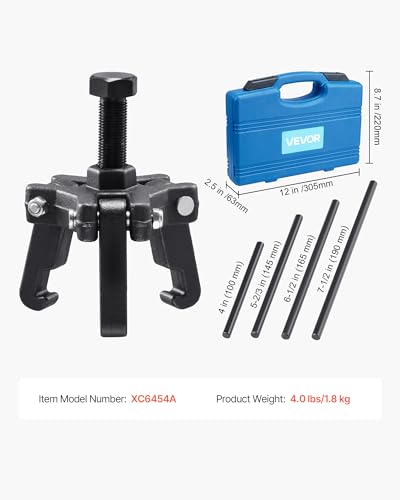 Image of VEVOR LS Harmonic Balancer Puller Kit, Adjustable 3-Jaw Puller Fits Most Late Model Vehicles, 3-Jaw Pulley Puller Set with 4 Forcing Rods for Removing Harmonic Balancers Without Removing The Radiator