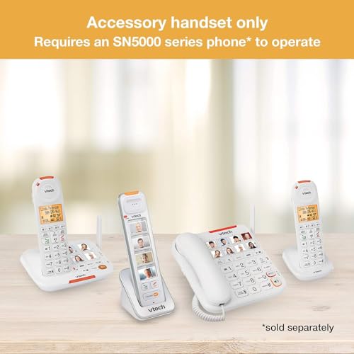 VTech SN5307 Amplified Photo DIAL Accessory Handset with Big Buttons & Large Display for SN5127 & SN5147 Senior Phone Systems, Photo Dial Handset, Cordless Phone System