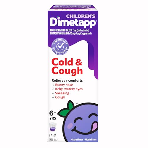 Image of Children’s Dimetapp Cold & Cough Medicine, Antihistamine, Runny Nose, Sneezing, Itchy, Watery Eyes, Grape Flavor, Alcohol & Phenylephrine-Free, 8 Fl Oz