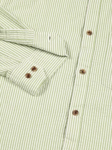Image of Thomas Scott Men's | Slim Fit | Striped Design | Button-Down Collar | 100% Cotton Casual Shirt for Mens