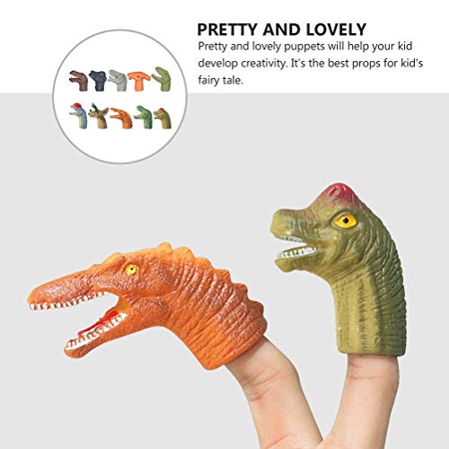 Conjunto de 10 unidades de fantoches de dedo criativo de dinossauro de desenho animado dedo brinqued