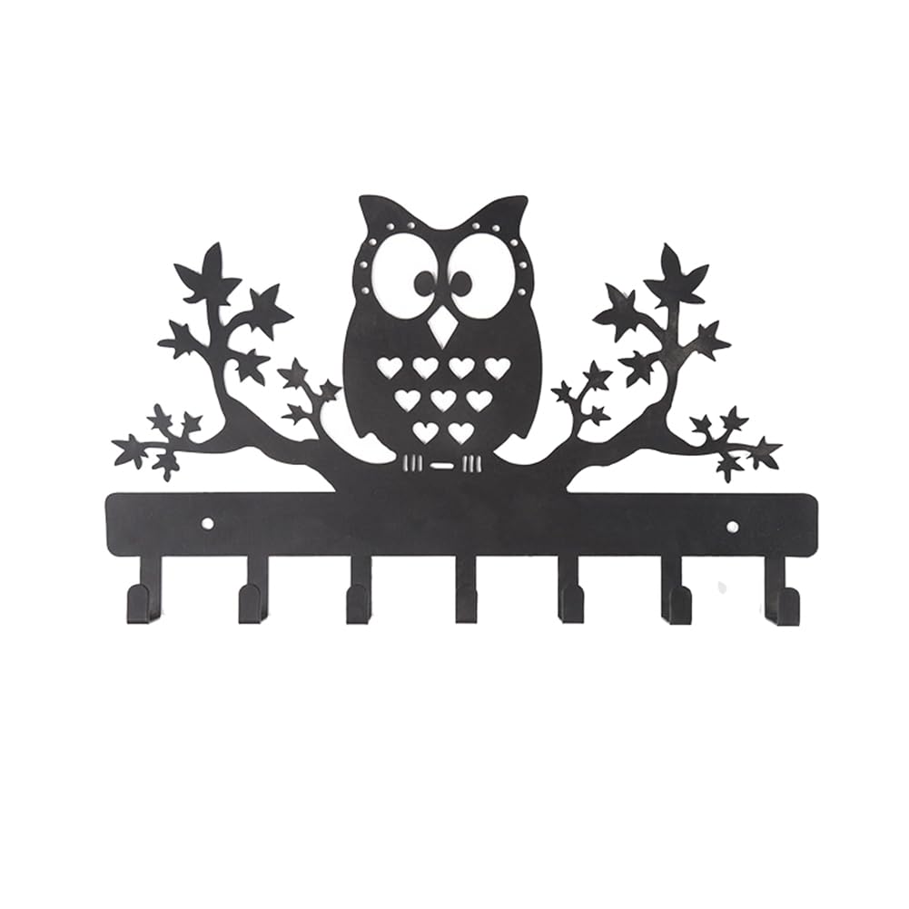 CTRLZS 7 Hooks Key Holder Metal Key Holder Owl Wall Mounted Key Holder Owl Key Hanger Leash Hanger Key Organizer Metal Key Hook