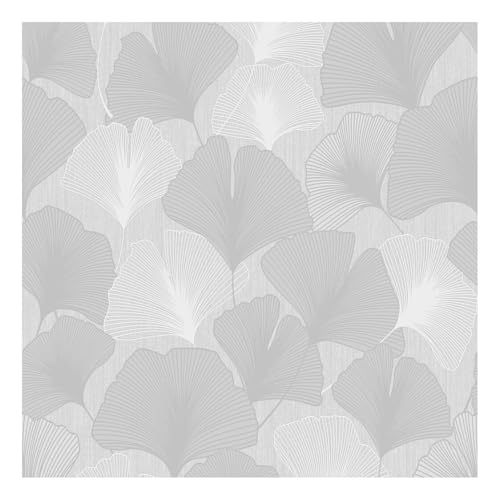 Super fresco Gingko Leaves - Silver Wallpaper