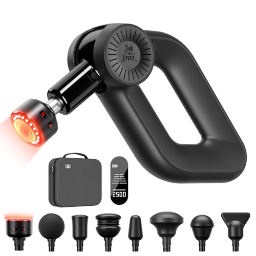 BOB AND BRAD D6 Ultra Massage Gun with Infrared Light, Deep Tissue Percussion with 16mm Amplitude, 7 Heads, Professional Muscle Massager Gun for Athletes, Gifts for Men Women Athletes