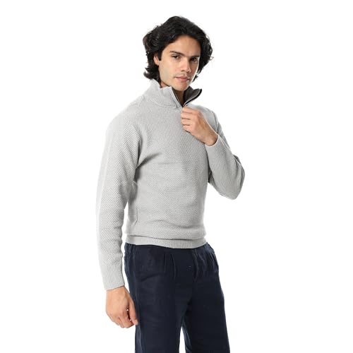 اندورا بلوفر تريكو باكمام طويلة وياقة دائرية - رمادي_5XL