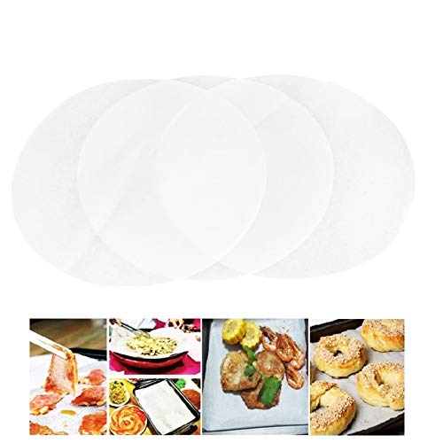 Mity rain Parchment Paper for Air Fryer, 100pcs 8 Inch Diameter Paper Parchment Paper Sheets Pre-Cut, Baking Parchment Rounds