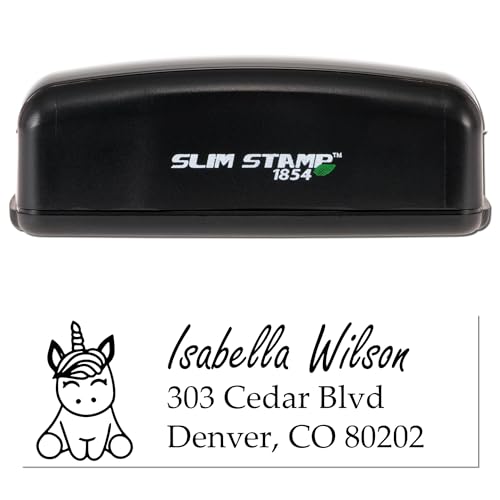 Shimmering Luminara Unicorn Slim Pre-Inked Address Stamp - 5 Ink Colors