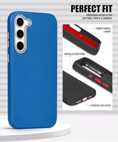 Image of WOW IMAGINE Back Cover for Samsung Galaxy S23 5G | Shockproof Tough Leather Texture Hard Mobile Case | Ultra Slim Non-Slip Grip | Inner Velvet Fabric | Metal Camera Ring - Blue