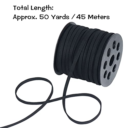 Cordón de gamuza de 5 mm plano, tira de piel sintética negra para hacer collares 5