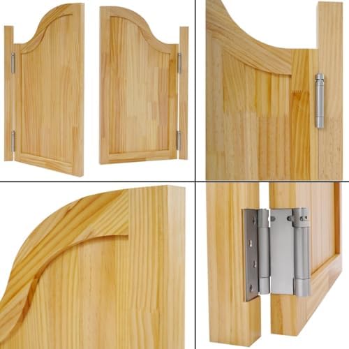 Double Swing Solid Wood Cafe Doors - 180° Opening, Stylish Dark Blue Design for Kitchen, Bar, Porch, or Stairs - Size W90xH80cm (36"x32")