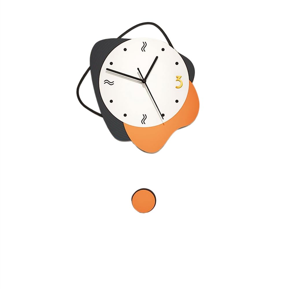 GHGcscas wall clock, Non Ticking Decorative Wall Clock for Lounges Offices Kitchens Hotels,Orange,35x54CM