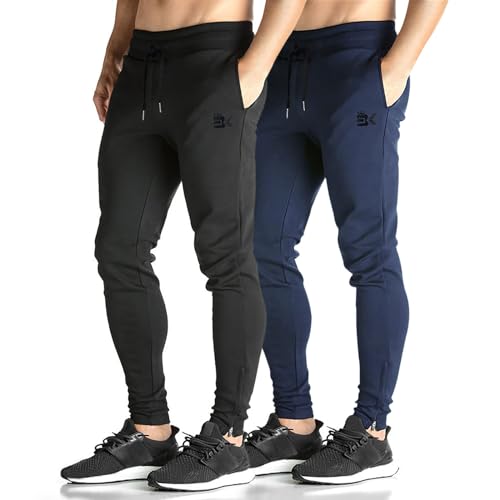 Image of BROKIG Mens Zip Joggers Pants - Casual Gym Workout Track Pants Comfortable Slim Fit Tapered Sweatpants with Pockets | Slim Tapered Fit Breathable Stretch Athletic Track Pants for Sport Training Running Hiking and Daily Active or Causal Wear