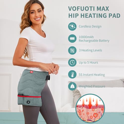 VOFUOTI MAX Portable Cordless Hip Heating Pad with Battery and 3 Heat Settings for Men and Women