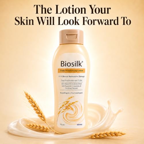 Image of BIOSILK Lotion 300ml: Lightweight, non-greasy body lotion for dry, sensitive skin. With 3:1:1 Ceramide Complex, Oatcom & Pentavitin for 72-hour hydration. Hypoallergenic & paraben-free.