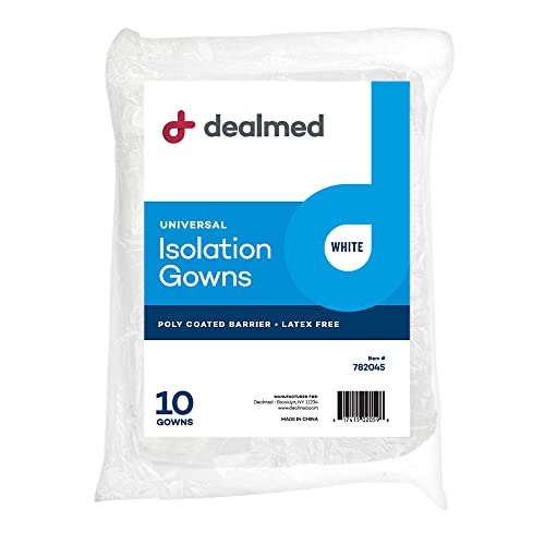 Dealmed Non-Surgical Isolation Gown with Poly-Coating Barrier – Disposable Medical Gowns, Latex-Free, White, Case of 50 - Thumbnail 7