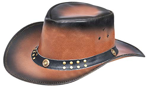 Infinity Leather Australischer Rauchbrauner Western Cowboy Hinterland Aussie Buchse Hut Aus Echtem Leder L