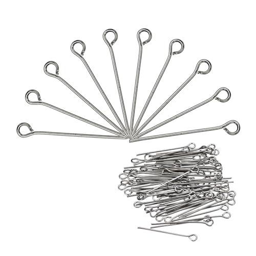 MECCANIXITY 500Pcs Eye Pins Jewelry Making 21 Gauge Dark Gray Eye Pins 24mm Iron Eye Pins for Jewelry Making DIY Craft Necklaces Bracelets Earrings Head Pins