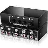 FlyroadUp 3.5mm Aux + RCA L/R Bi-Directional Stereo Audio Switch 4 in 1 Out A/B Analog Audio Switcher Selector