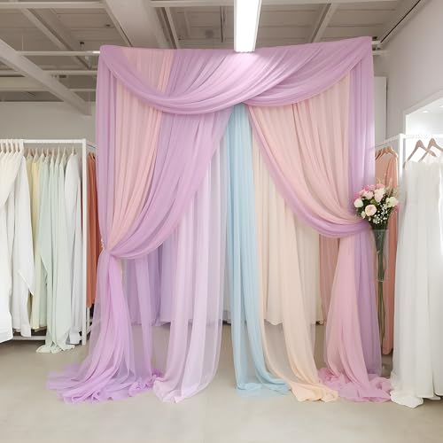 Barcelonetta | Chiffon Fabric | Decoration, Drapery Fabric | Wedding, Gender Reveal, Baby Shower, Birthday | for Arbor, Arch, Canopy, Table and Chair Decoration (White, 10 Yards)