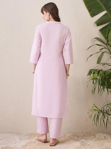 Image of INDO ERA Women's Cotton Ethnic Co-Ord Set | Kurta Pant Set | Stylish Cotton Suit Set for Women,9783 | Cord Set For Women Cotton |