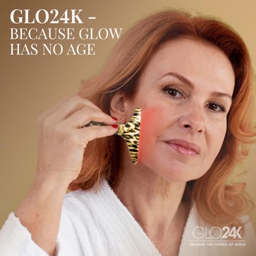 Image of GLO24K LED Facial Massager for Face & Neck - Beauty Wand with LED Light, Vibration & Gentle Warmth - Cosmetic Skincare Tool for Daily Self-Care