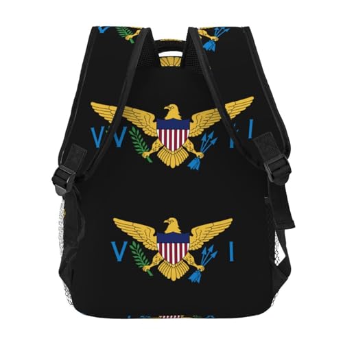 Us Virgin Islands Flag Casual Backpack Travel Pack Bag Laptop Backpacks With Side Pockets Front Zipper Pockets Bookpack Daypack Picnic Rucksack Computer Bag4