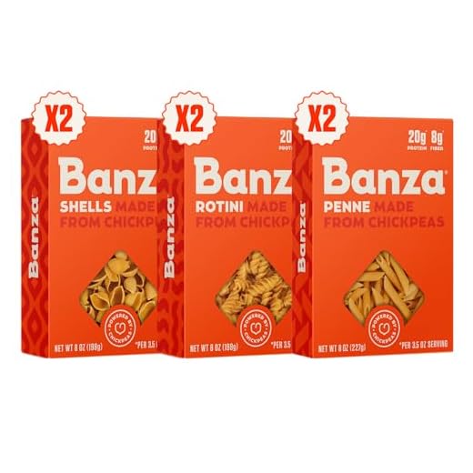 Banza Chickpea Pasta, Variety Pack (2 Penne/2 Rotini/2 Shells) - Gluten Free Healthy Pasta, High Protein, Lower Carb and Non-GMO - 8 oz (Pack of 6)
