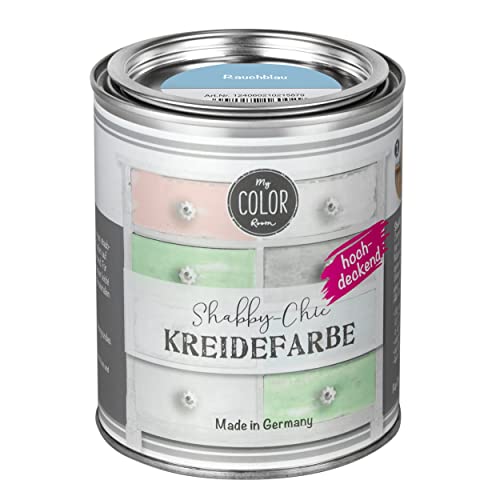 My COLOR Room Shabby Chic Kreidefarbe 750 ml - Rauchblau - Küchenmöbellack und Möbelfarbe ohne Schleifen. Wasserbasiertes Chalk Paint, für Holz & mehr mit hoher Deckkraft u. schnell trocknend