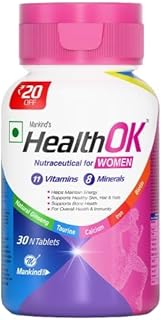 Mankind Health OK Women Multivitamin 30 Tablets – Strawberry Flavour, Pure Vegetarian, 19+ Essential Vitamins & Minerals w Price In India