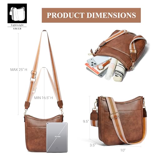 Image of Leather Crossbody Purse for Women Crossbody Bag for Daily Travel | Trendy Vegan Leather Medium Crossbody Purse with Adjustable Strap Women's Hobo Shoulder Handbags for Work