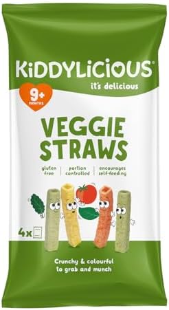 Kiddylicious - Veggie Straws - Delicious Snacks for babies - Suitable for 9+ Months - 4x12g - 48g